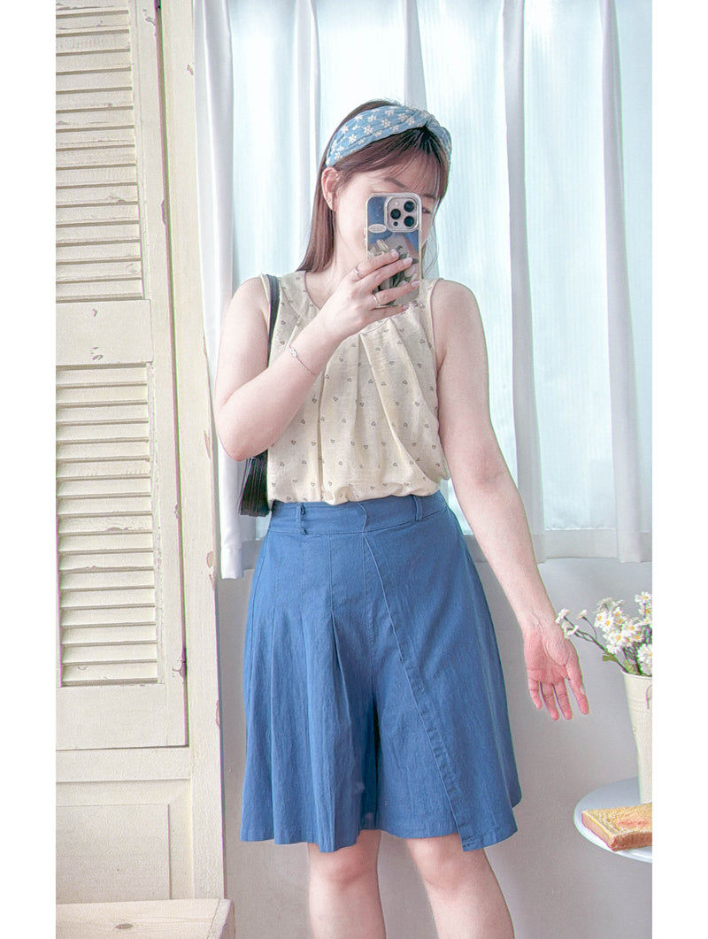Asymmetrical Denim Shorts 仿裙子百搭牛仔短褲/ PT8462