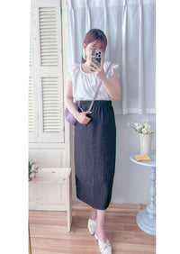 Wavy Patterned Skirt  立體花紋不貼顯瘦直裙/ SK8898