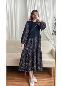 【現貨限量回歸 】Daisy Dress 拼針織背心Daisy印花傘連身裙/ DS9765