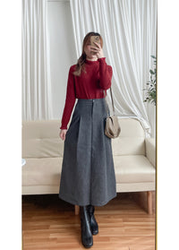 （非常百搭顯瘦) Sophia Skirt 挺身顯瘦厚綿微傘口袋百搭裙/ SK8853