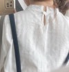 Lace Blouse 通花花邊直條紋橡筋衣尾上衣/ BU9083
