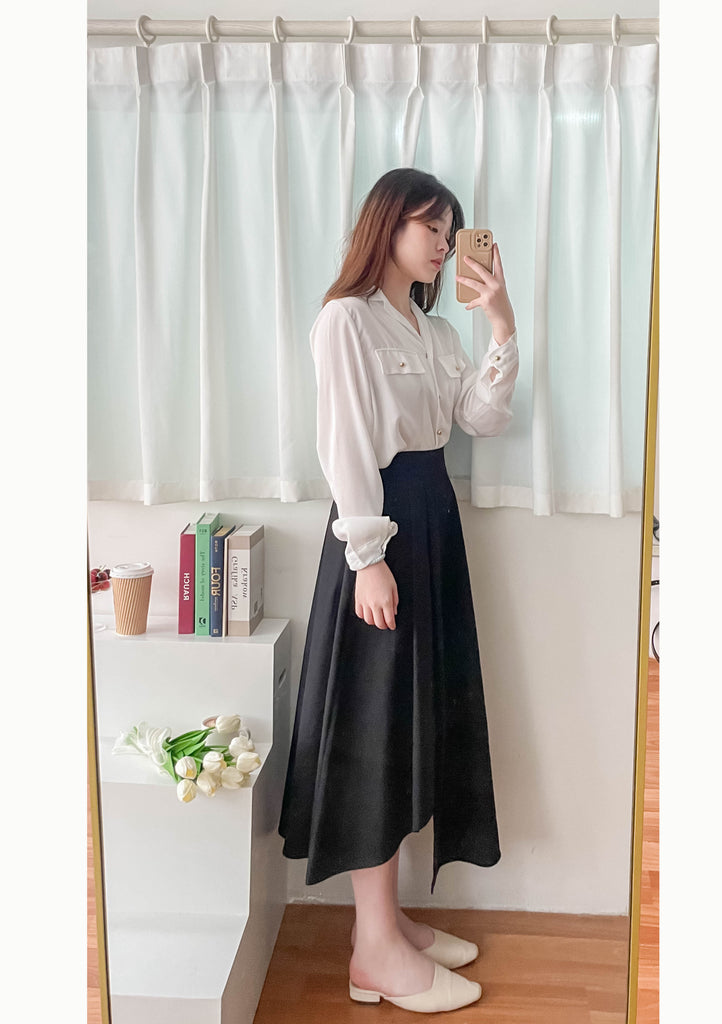 Asymmetrical 不規則口袋後橡筋傘裙, Skirt/ SK8741