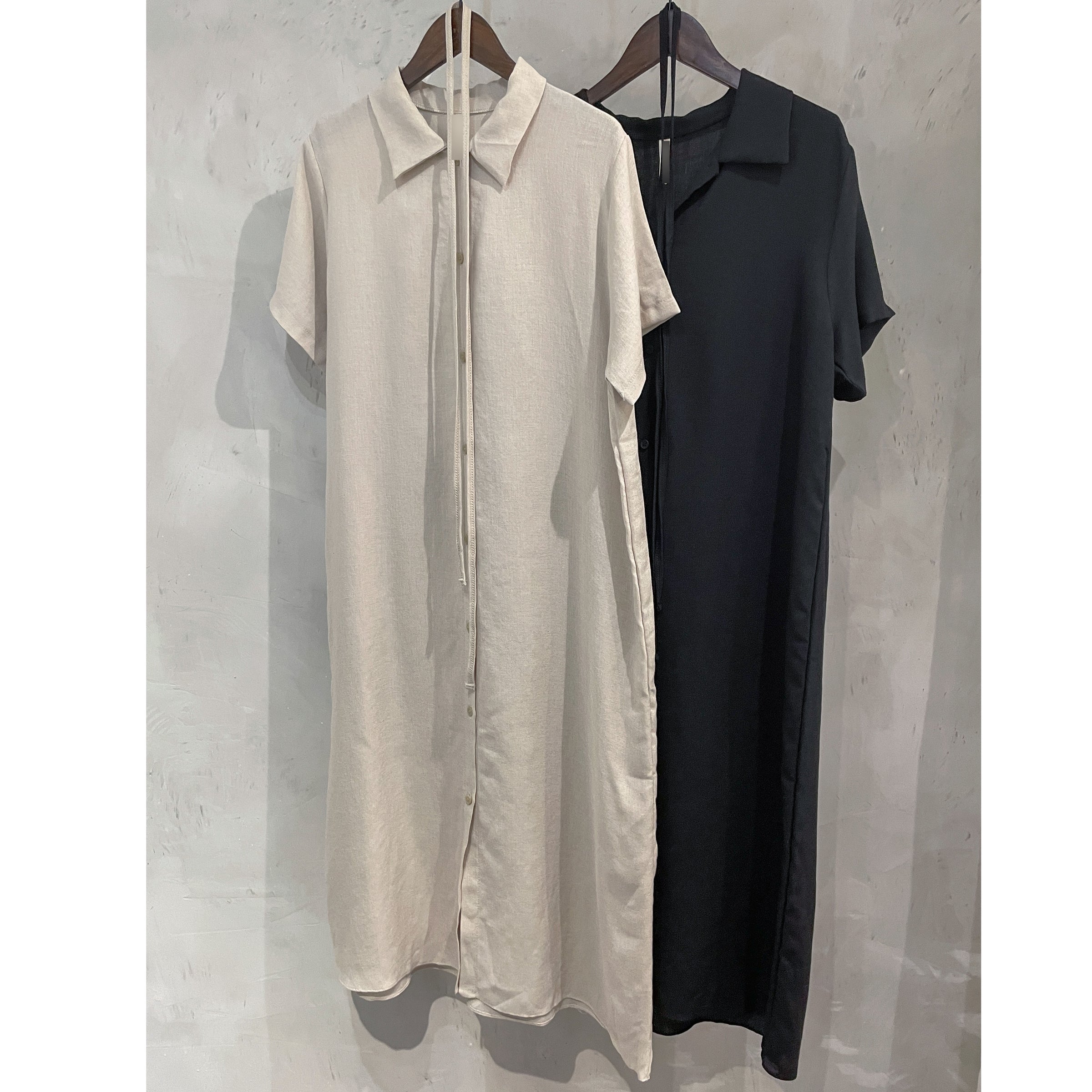 [ 限時重開訂購🕣 ] Casual Elegant 防皺舒適棉質軟領口恤衫連身裙, Dress/ DS9609