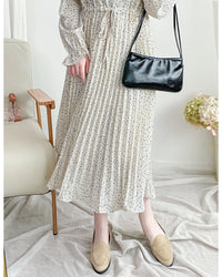 Watercolour Heart Pleated Dress 氣質水彩疊層心形V領百褶連身裙/ DS1085