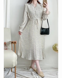 Watercolour Heart Pleated Dress 氣質水彩疊層心形V領百褶連身裙/ DS1085