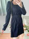 Trench 方領風衣雙排鈕雲石腰帶連身裙, Dress/ DS9333 （navy sold out)