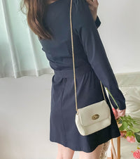Trench 方領風衣雙排鈕雲石腰帶連身裙, Dress/ DS9333 （navy sold out)