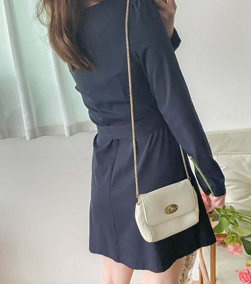 Trench 方領風衣雙排鈕雲石腰帶連身裙, Dress/ DS9333 （navy sold out)