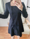 Trench 方領風衣雙排鈕雲石腰帶連身裙, Dress/ DS9333 （navy sold out)