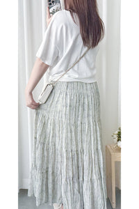 Floral Layers Skirt  輕柔漫舞碎花百褶長裙/ SK8900 (navy sold out)