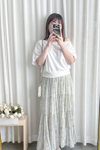 Floral Layers Skirt  輕柔漫舞碎花百褶長裙/ SK8900 (navy sold out)