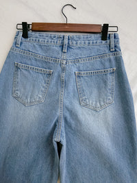 High Waist pocket Jeans 洗水雙口袋高腰長腿牛仔褲/ PT8452