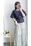 Floral Layers Skirt  輕柔漫舞碎花百褶長裙/ SK8900 (navy sold out)