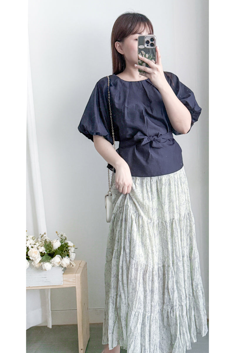 Floral Layers Skirt  輕柔漫舞碎花百褶長裙/ SK8900 (navy sold out)