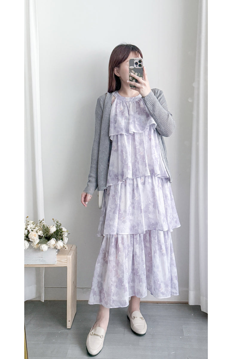 Marble Cloud Dress 水彩雪紡雲朵層次連身裙/ DS9968
