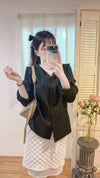 (穿出剪裁) Daisy 立體花車褶V領質感, Blouse/ BU9006