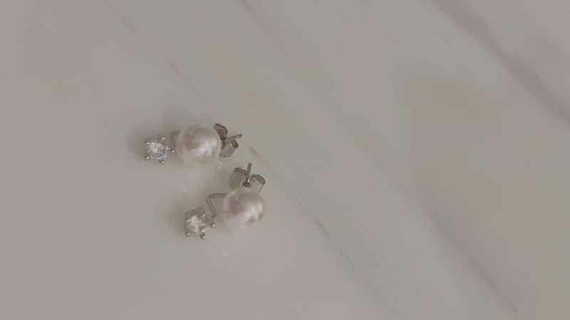Two way Pearl&crystal, Earrings/ ER8334