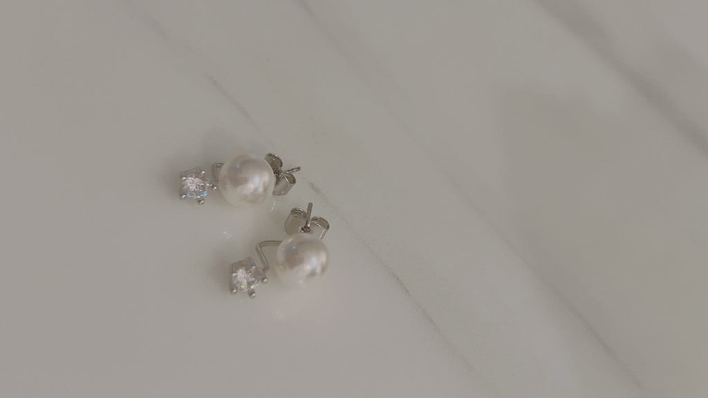 Two way Pearl&crystal, Earrings/ ER8334