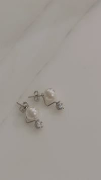 Two way Pearl&crystal, Earrings/ ER8334