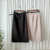 （附送腰帶) Belt Skirt 簡潔腰身偏厚棉後開叉直身裙/ SK8854
