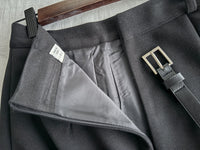 （附送腰帶) Belt Skirt 簡潔腰身偏厚棉後開叉直身裙/ SK8854