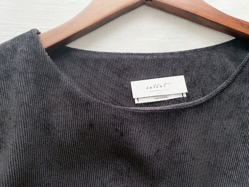 Charcoal Pocket Dress 左右修腰大口袋燈芯絨連身裙/ DS9784