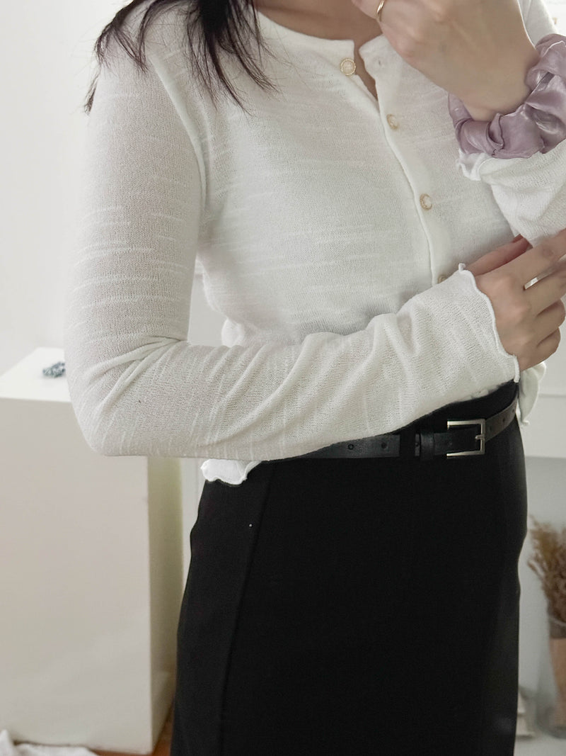 Girly Button Cardigan 精緻鈕扣木耳邊衣尾外套或上衣/ TP9095