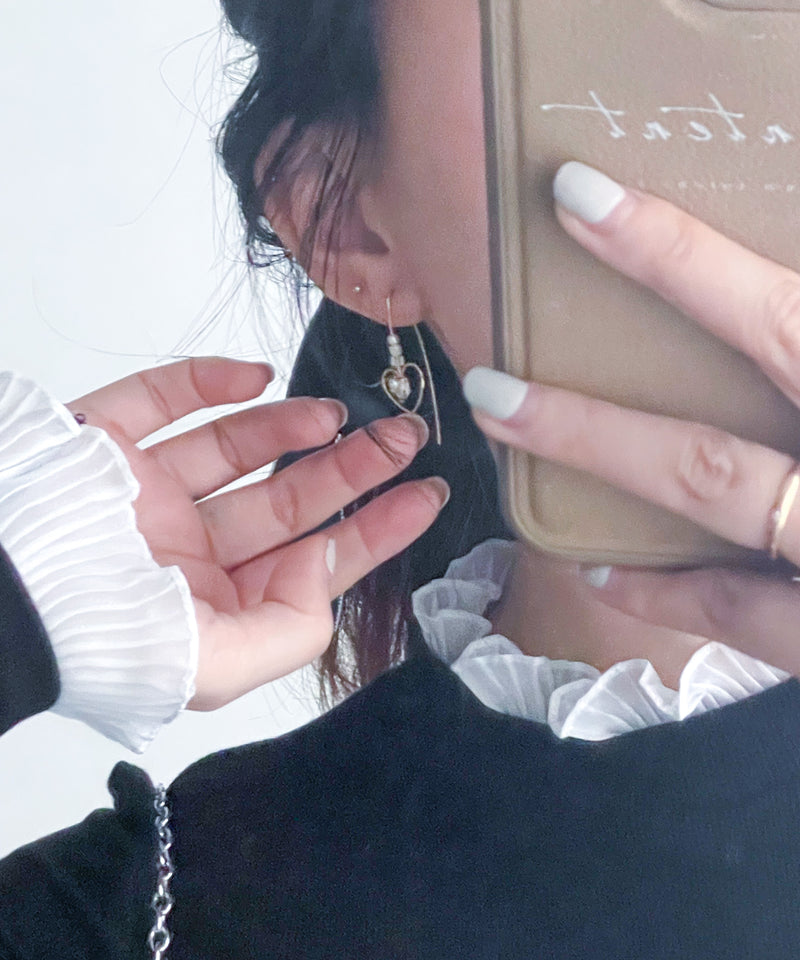 (售完即止) Heart Drop Pearl earrings/ ER8327
