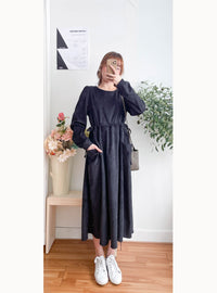 Charcoal Pocket Dress 左右修腰大口袋燈芯絨連身裙/ DS9784