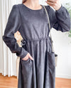 Charcoal Pocket Dress 左右修腰大口袋燈芯絨連身裙/ DS9784