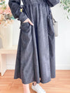 Charcoal Pocket Dress 左右修腰大口袋燈芯絨連身裙/ DS9784