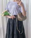 Ribbon 全橡筋腰浪漫傘形蝴蝶裝飾半裙, Skirt/ SK8838 (white soldout)