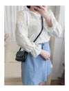 （intent x Korea 獨家款) Leaf Pattern Blouse 葉形紋理花邊手袖彈性上衣/ TP9124