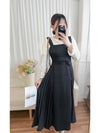 Alice Dress 彈性修身平領優雅左右百褶連身裙/ DS9837