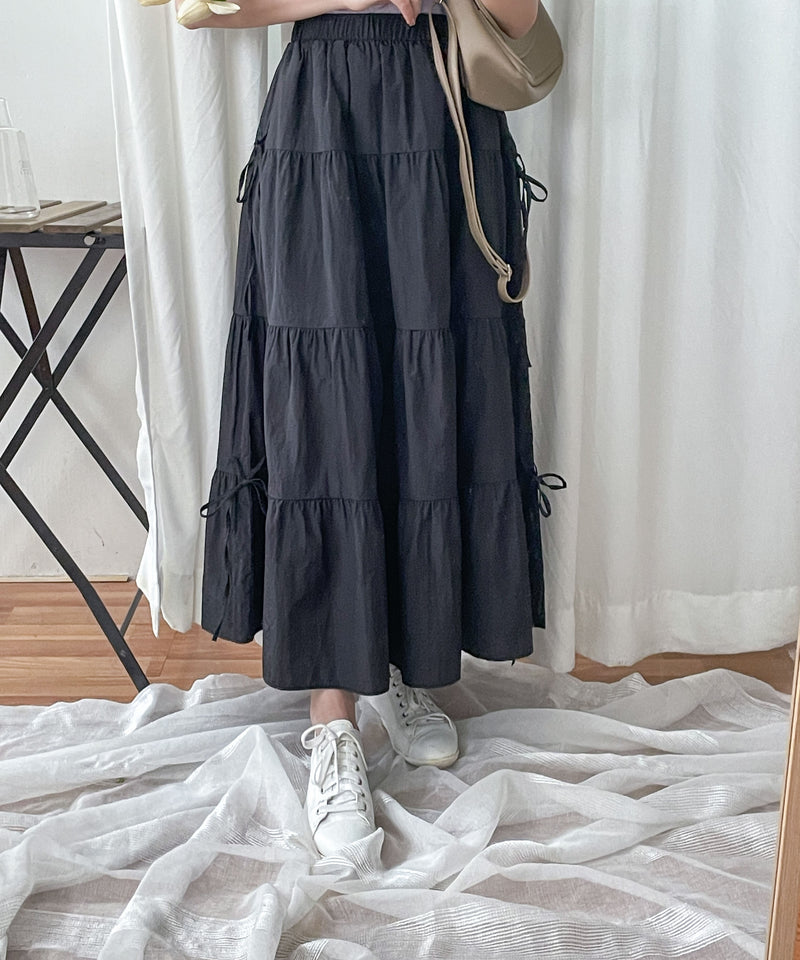 Ribbon 全橡筋腰浪漫傘形蝴蝶裝飾半裙, Skirt/ SK8838 (white soldout)