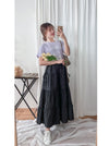 Ribbon 全橡筋腰浪漫傘形蝴蝶裝飾半裙, Skirt/ SK8838 (white soldout)