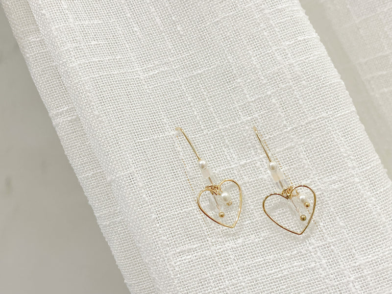 (售完即止) Heart Drop Pearl earrings/ ER8327