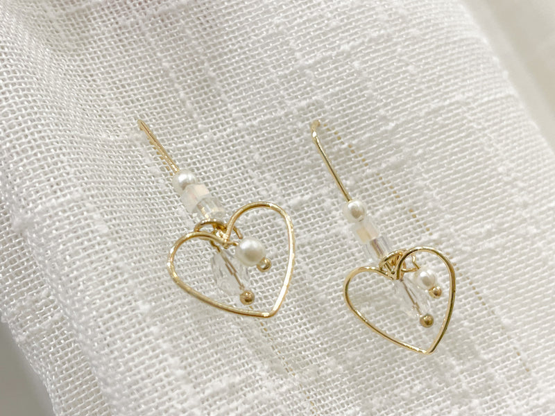 (售完即止) Heart Drop Pearl earrings/ ER8327