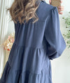 Navy Lady Doll Dress 深藍微絨寬鬆顯瘦A形連身裙/ DS9781