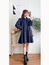 Navy Lady Doll Dress 深藍微絨寬鬆顯瘦A形連身裙/ DS9781