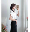 （設計感雪紡) Soft Shirt, Blouse 無領恤翻褶袖口雪紡上衣/ BU9056