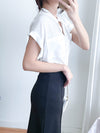 （設計感雪紡) Soft Shirt, Blouse 無領恤翻褶袖口雪紡上衣/ BU9056