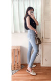 (神奇彈性褲) 全彈性淺色高腰牛仔褲, Jeans/ PT8417