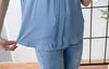 （設計感雪紡) Soft Shirt, Blouse 無領恤翻褶袖口雪紡上衣/ BU9056