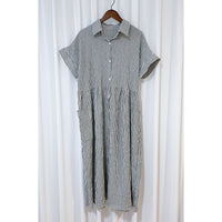 （寬鬆高腰線) Stripe Shirt, Dress 直紋高腰線防皺隨性口袋連身裙/ DS9626
