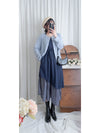 Frill Dress 入膊方領雙層裙擺口袋無袖連身裙/ DS9845