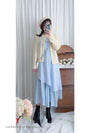 Frill Dress 入膊方領雙層裙擺口袋無袖連身裙/ DS9845