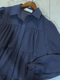 Navy Lady Doll Dress 深藍微絨寬鬆顯瘦A形連身裙/ DS9781