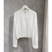 Lace Blouse 通花花邊直條紋橡筋衣尾上衣/ BU9083