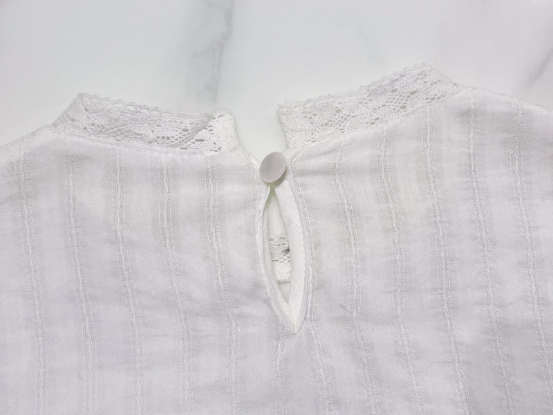 Lace Blouse 通花花邊直條紋橡筋衣尾上衣/ BU9083